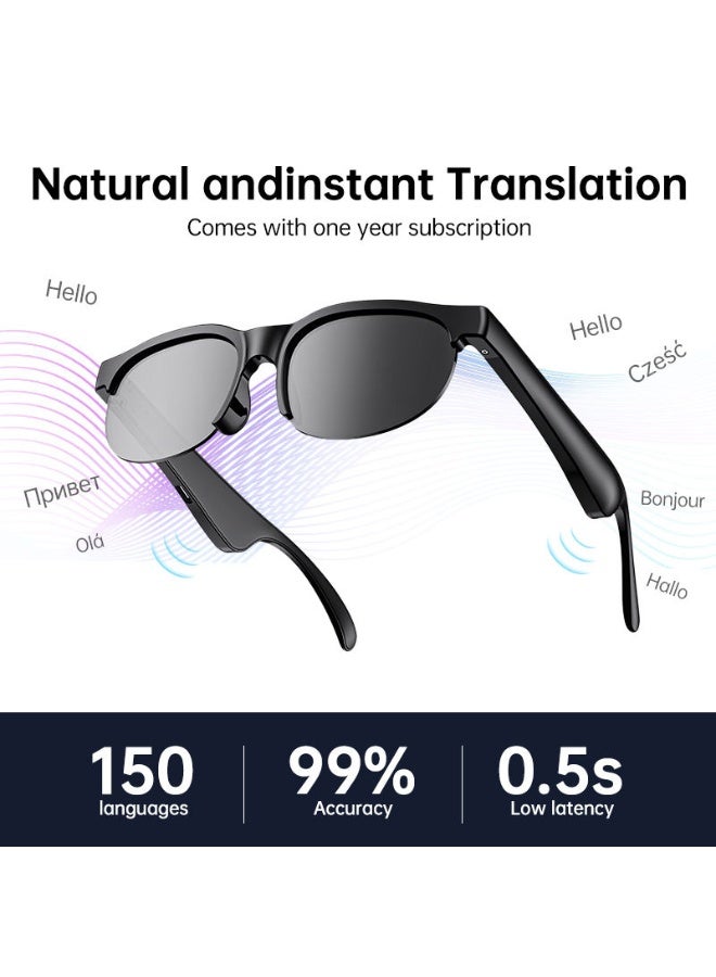 All-in-One Portable AI Translation Smart Sunglasses, Real-time Translation for 156 Languages, AI Voice Recognition, Built-in HD Microphone for Clear Calls, Sun Protection & Translation 2-in-1, Touch Control for Easy Operation, Lightweight & Comfortable Wearing, Ideal for Business Negotiations, Travel & Language Learning, Premium Smart Wearable Accessory - Image 5